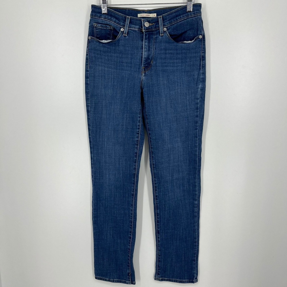 Levis Classic Straight Jeans Womens 4 Medium Wash Denim Mid Rise Blue